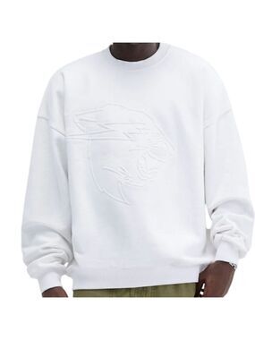 683 NWT MR BEAST EMBOSSED PANTHER CREWNECK SWEATSHIRT - WHITE LARGE